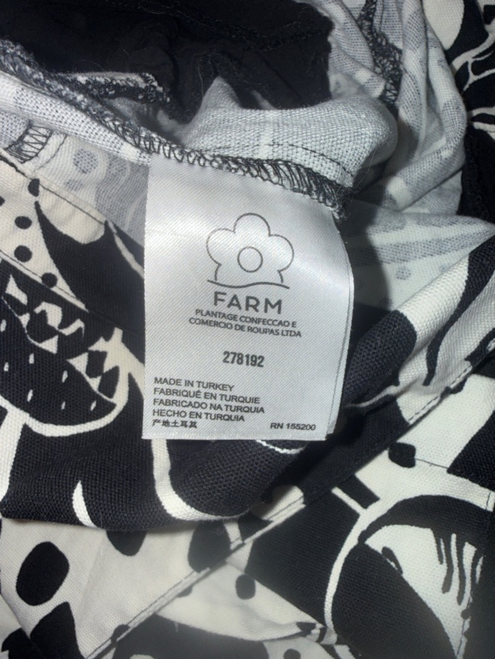 Farm Rio Anthropolgie Black & White Tropical Print Wide Leg Overalls - Picture 14 of 16